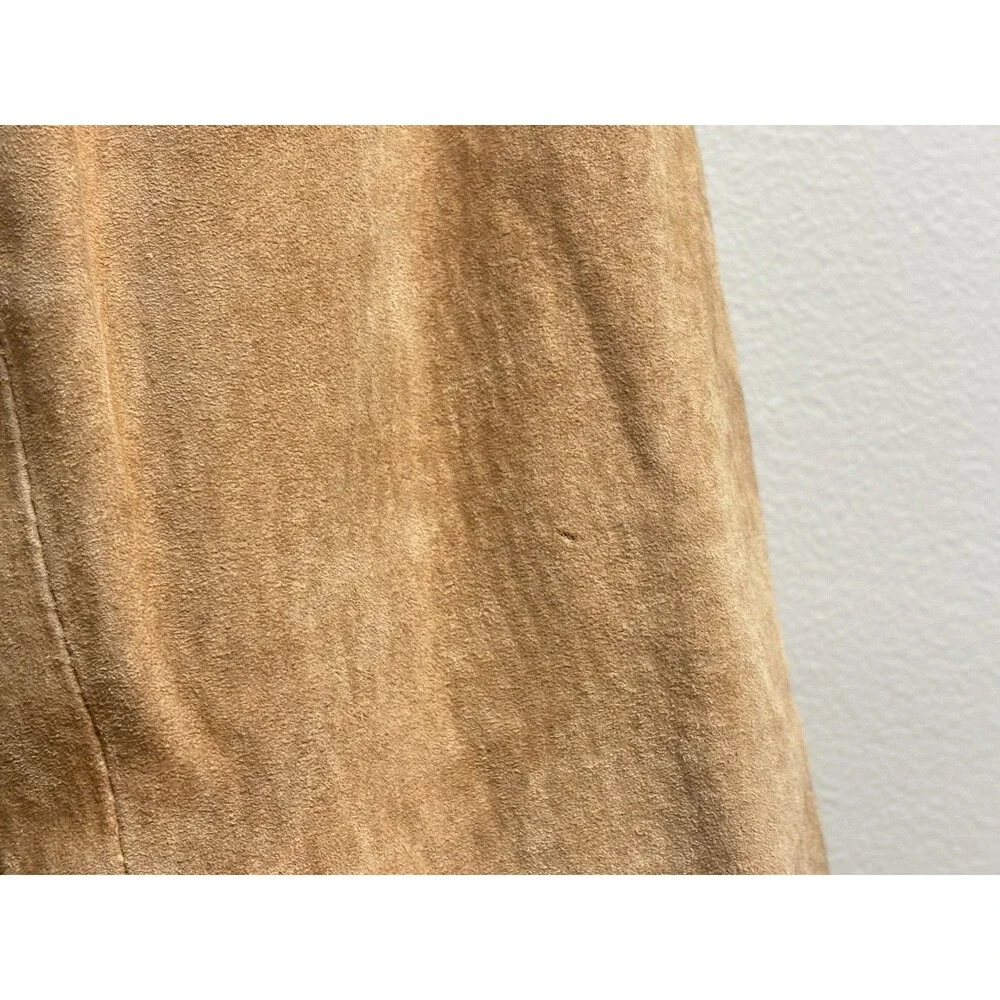 Vintage Y2K New York & Company Tan Suede Leather Blazer Jacket Size 10